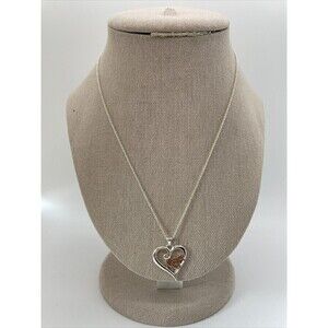 Mom Two Tone Silver And Rose Gold Tone Heart Necklace Mothers Day Gift Birthday
